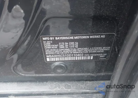 2013 BMW 528I xDrive from USA, damaged, VIN WBAXH5C51DD110403